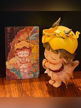 Yellow Praying Angel Figurine Toy with Decorative Card